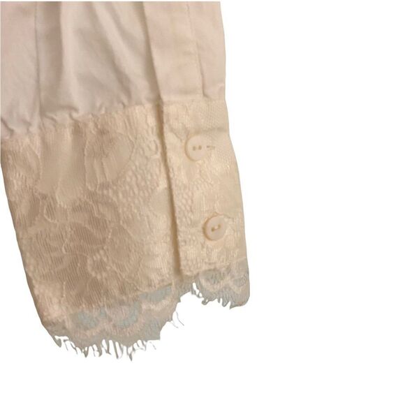 Coldwater Creek White Cotton Lace Embellished Blouse Cottagecore Medium - Picture 3 of 6
